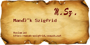 Manák Szigfrid névjegykártya